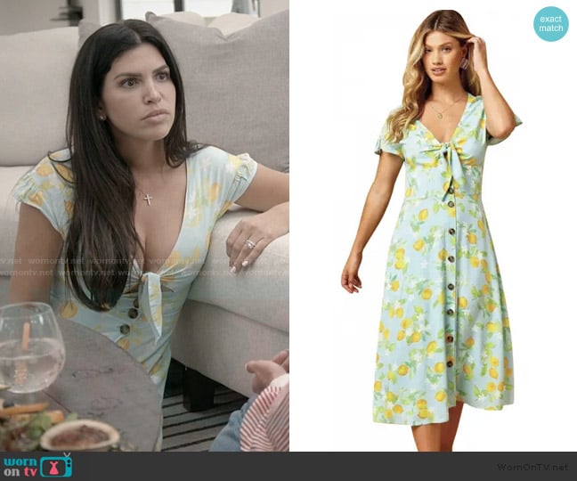 Beach Bunny Floral Dress worn by Jo-Ellen Tiberi on The Real Housewives of Rhode Island