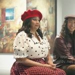 Bela's polka dot top and red printed skirt on Ghosts