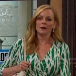 Belle’s green printed wrap dress on Days of our Lives