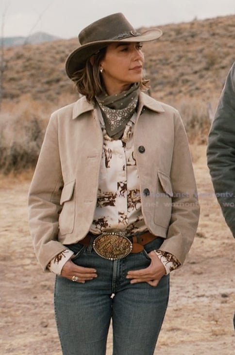Belle's horse print shirt and suede jacket on Marshals