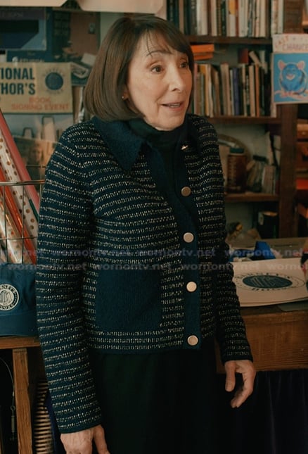 Bev's blue tweed jacket on Elsbeth
