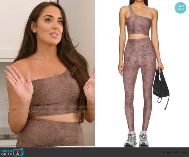 Beyond Yoga Softmark One And Only Shoulder High Cropped Tank Top worn by Rosie DiMare on The Real Housewives of Rhode Island