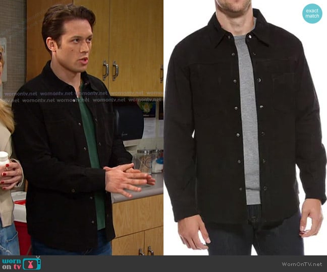 Blank NYC Luxury Clothing Suede Shirt Jacket worn by Tate Black (Leo Howard) on Days of our Lives