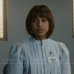 Eleanor’s light blue pleated top on Imperfect Women