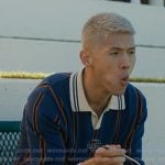 Woosh’s blue striped collared shirt on Beef