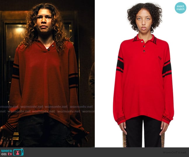 Bode Red Cycling Polo worn by Rue Bennett (Zendaya) on Euphoria