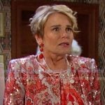 Bonnie’s pink print tiered dress and sequin jacket on Days of our Lives