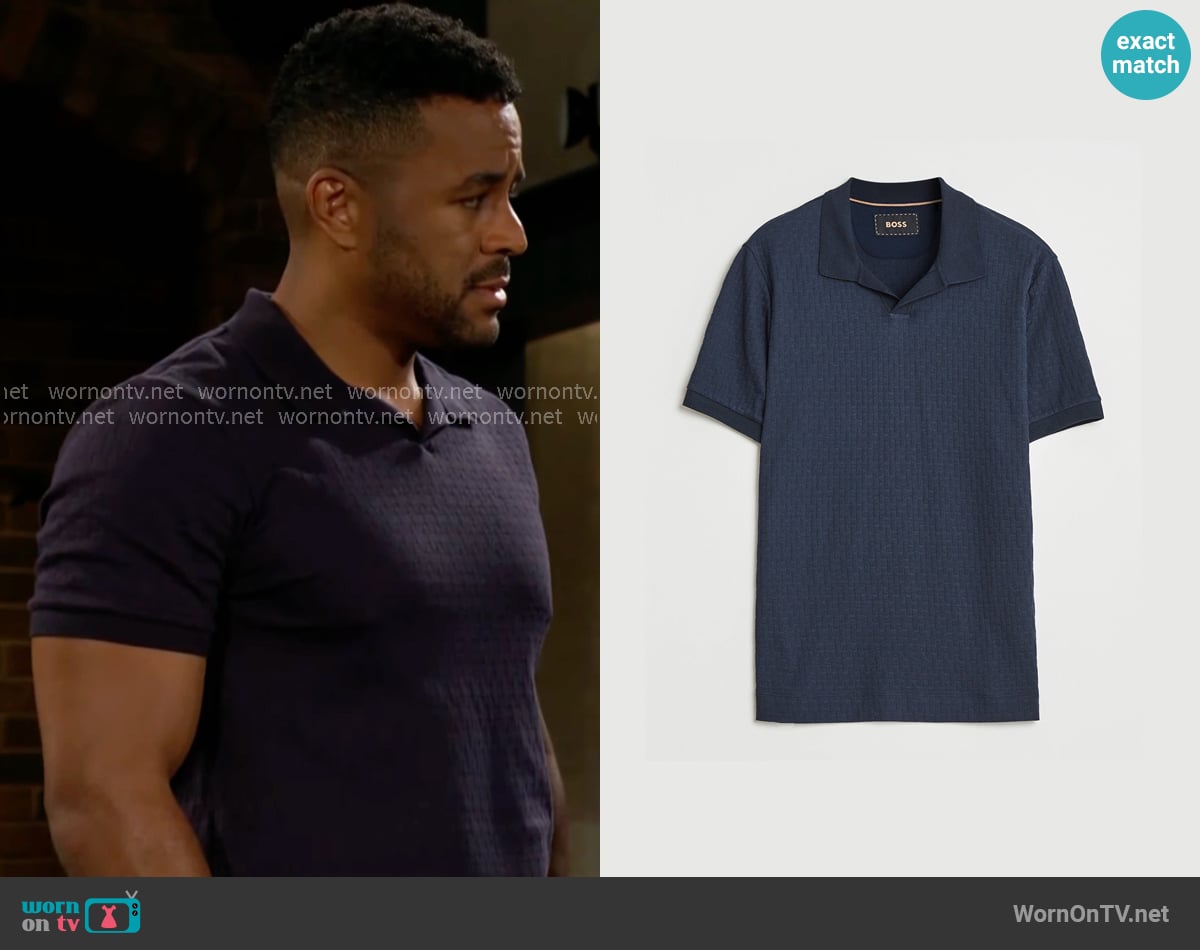 BOSS Camel Parson Polo worn by Nate Hastings (Sean Dominic) on The Young and the Restless