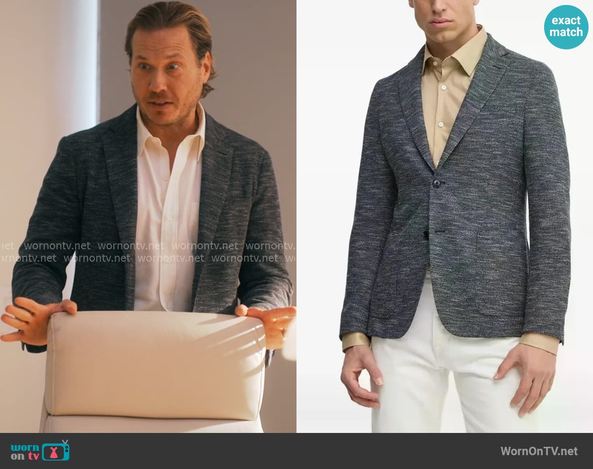 BOSS Micro-Patterned Slim-Fit Blazer worn by Ness Gordon (Scott MacArthur) on Running Point