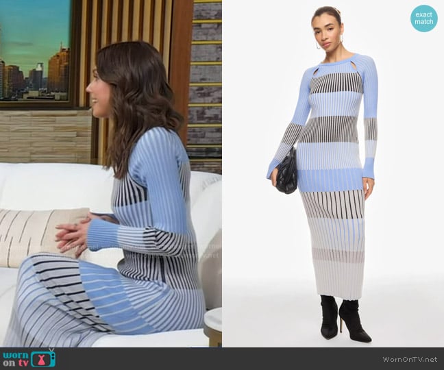 Boss Striped Knit Maxi Dress in Blue worn by Sophie Flay on Good Morning America