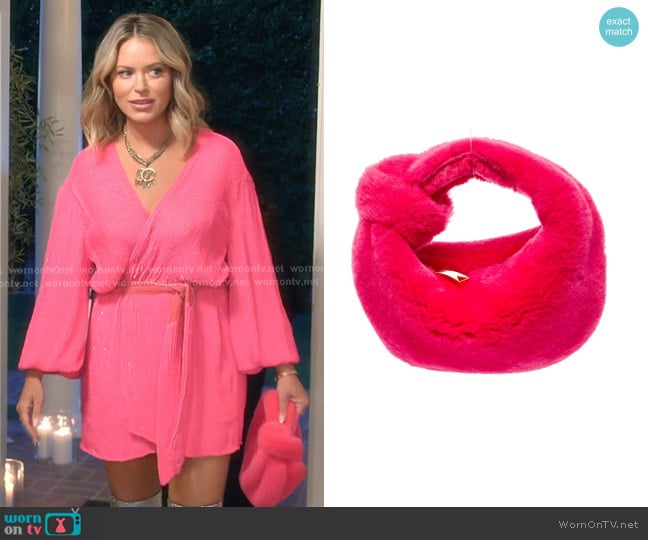Bottega Veneta Jodie Mini Pink Fur Hobo worn by Amanda Frances on The Real Housewives of Beverly Hills