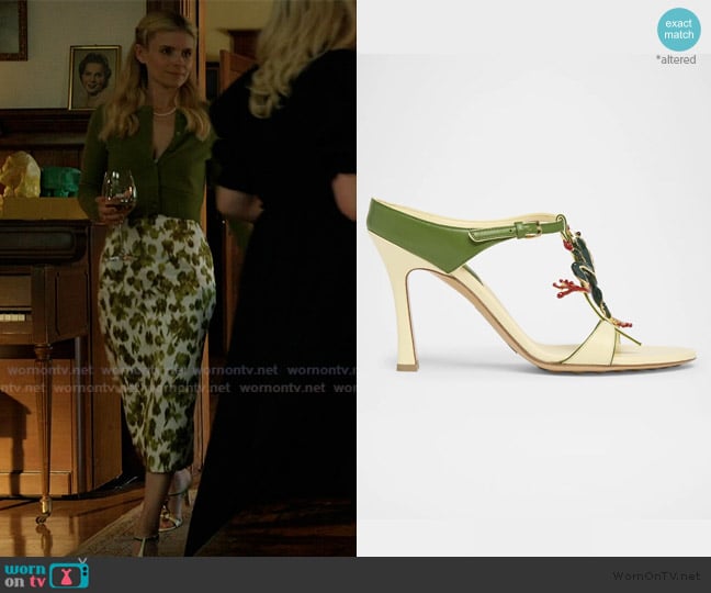 Bottega Veneta Rana Frog Embellished Leather Stiletto Mules worn by Nancy (Kate Mara) on Imperfect Women