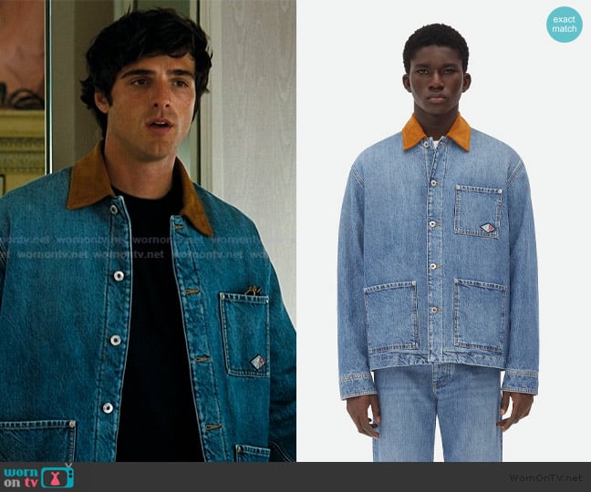 Bottega Veneta Vintage Indigo Denim Jacket worn by Nate (Jacob Elordi) on Euphoria