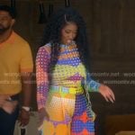 Bozoma’s polka dot mesh top and pants on The Real Housewives of Beverly Hills