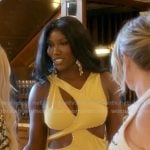 Bozoma’s yellow embellished cutout dress on The Real Housewives of Beverly Hills