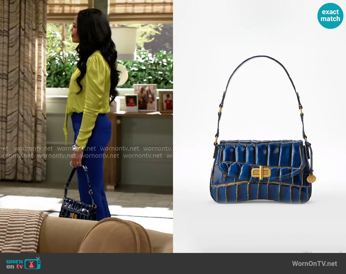 Brahmin Nerida Bag in Anchor Nerina worn by Dani Dupree (Karla Mosley) on Beyond the Gates