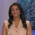 Brittany’s beige sleeveless shirtdress on Good Morning America