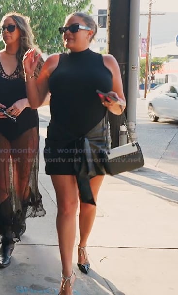 Brittany’s black leather tie skirt on The Valley