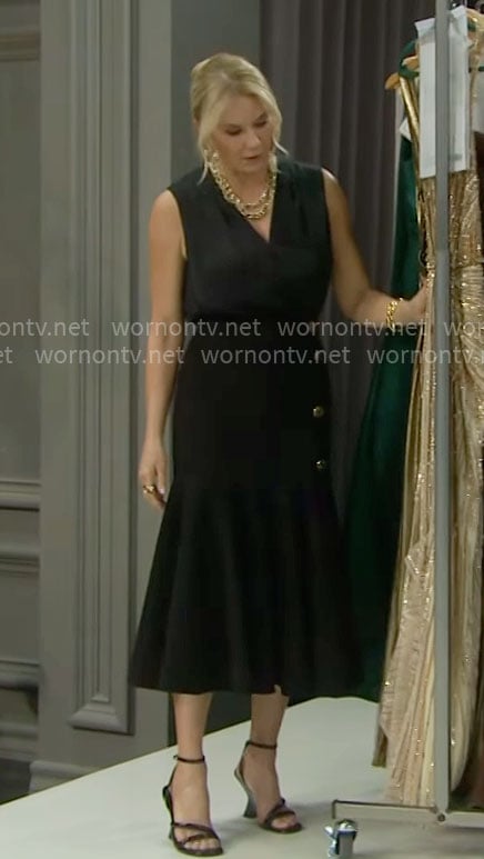 Brooke’s black sleeveless top and midi skirt on The Bold and the Beautiful