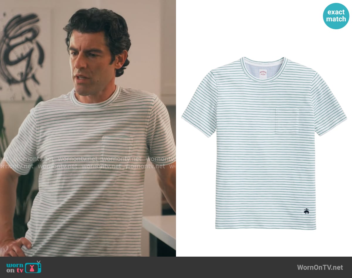 Brooks Brothers Slub Stripe Cotton T-Shirt worn by Lev Levenson (Max Greenfield) on Running Point