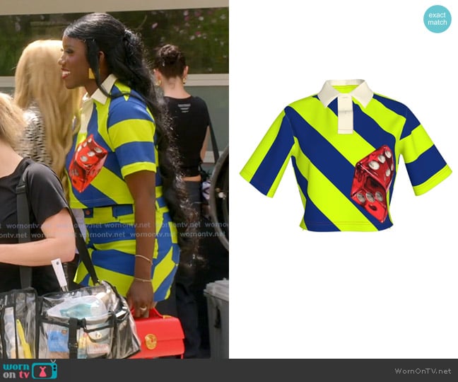 BruceGlen Chance Rugby Cropped Polo worn by Bozoma Saint John on The Real Housewives of Beverly Hills