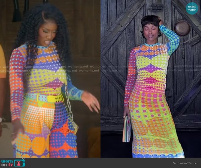 BruceGlen Dot Attack Knit Top worn by Bozoma Saint John on The Real Housewives of Beverly Hills