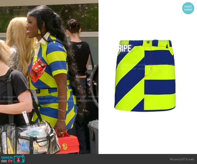 BruceGlen Striped Mini Skirt worn by Bozoma Saint John on The Real Housewives of Beverly Hills