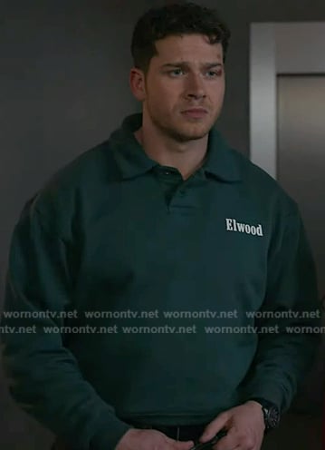 Buck's green collared sweatshirt on 9-1-1
