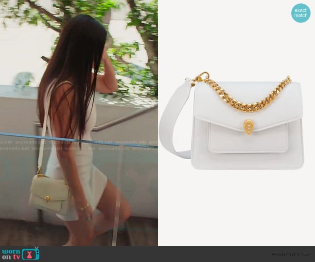 Michelle’s white leather bag on The Valley Michelle’s white leather bag on The Valley