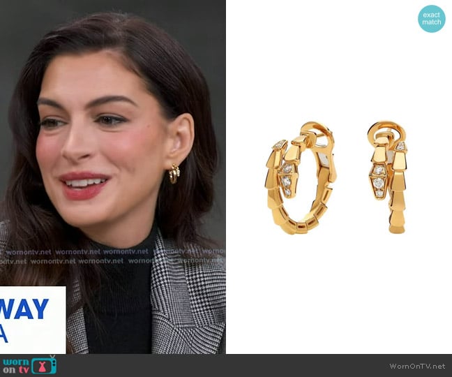 Bvlgari Serpenti Viper Hoop Earrings worn by Anne Hathaway on Good Morning America