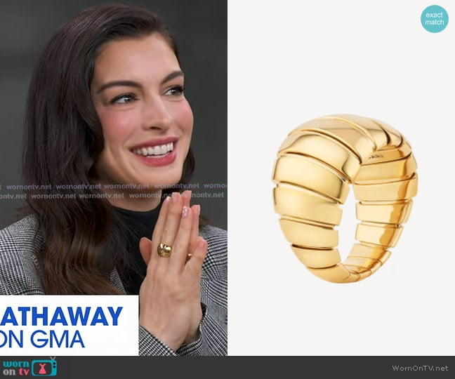 Bvlgari Tubogas Ring worn by Anne Hathaway on Good Morning America
