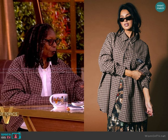 by Dressed in Lala Soul Searching Ultra Oversized Button Up in Brown worn by Whoopi Goldberg on The View
