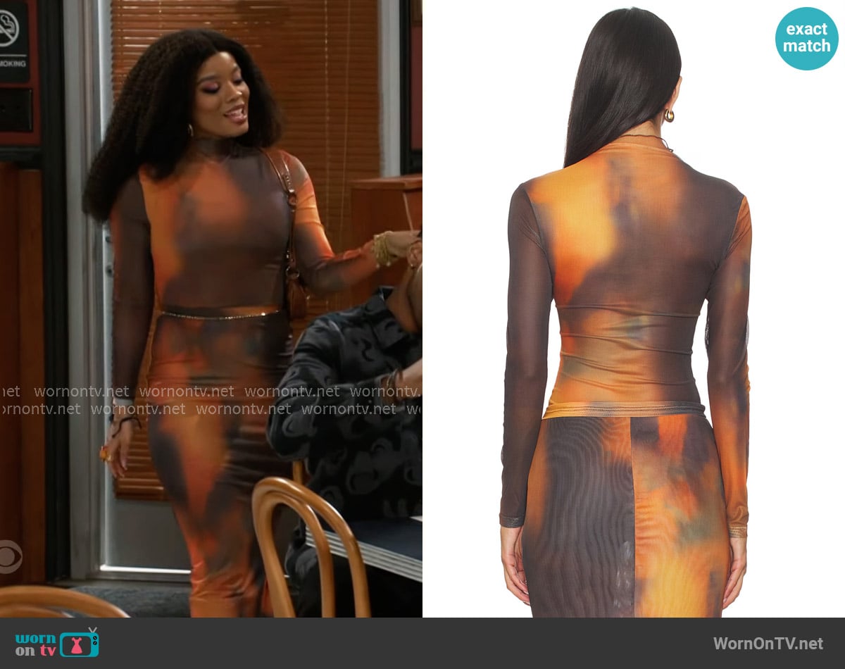 By.Dyln Gem Top in Sunset worn by Eva Thomas (Ambyr Michelle) on Beyond the Gates