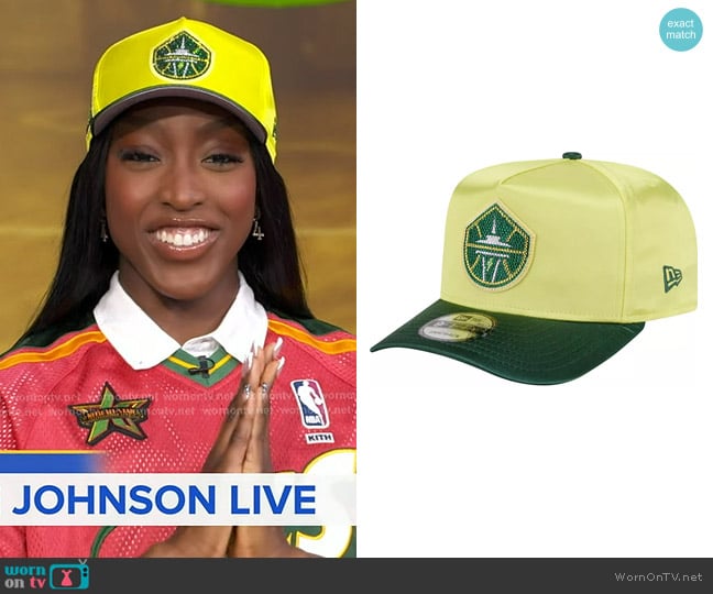 by New Era Seattle Storm Unisex 2026 WNBA Draft Adjustable Hat in Yellow/Green worn by Flau'jae Johnson on Good Morning America