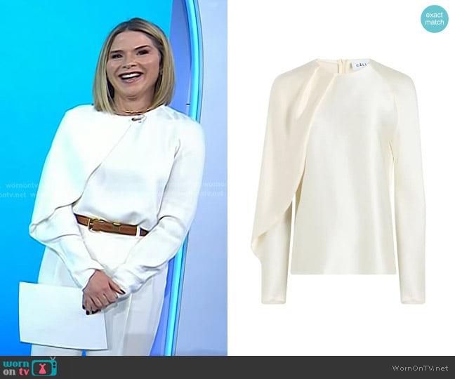Callas Milano Bliss Drape sleeve Blouse in Parchmentby worn by Jenna Bush Hager on Today