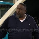 Calvin's navy zip hoodie on The Neighborhood