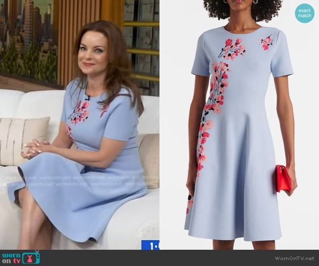 Kimberly Williams-Paisley’s blue floral dress on GMA