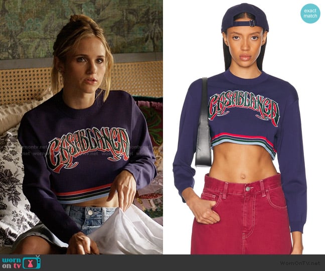 Casablanca Baseball Cropped Tee worn by Cora (Audrey Zahn) on Imperfect Women