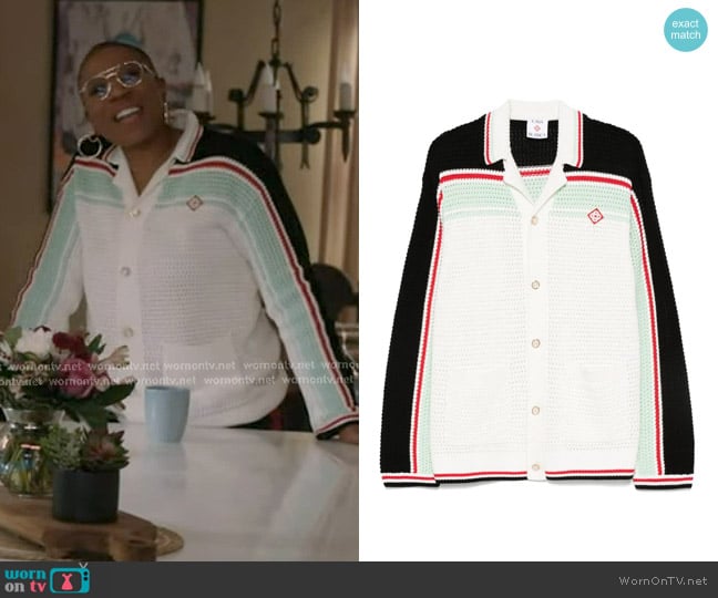 Casablanca Stripe-detail Cardigan worn by Henrietta Wilson (Aisha Hinds) on 9-1-1