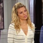 Cat’s white striped knit dress on Days of our Lives