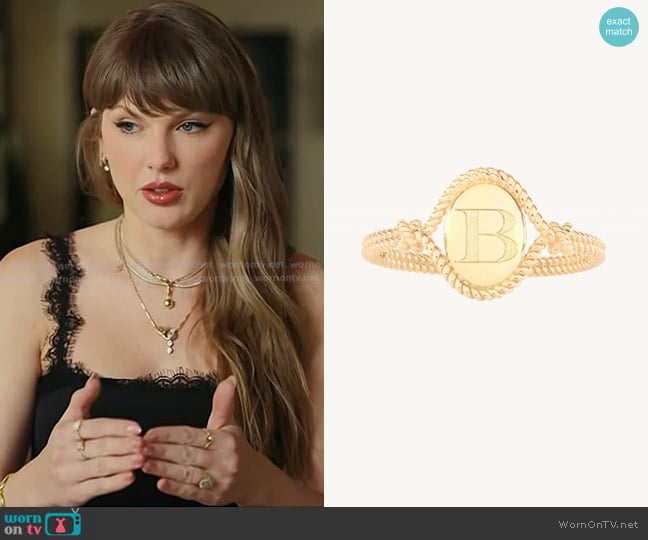Catbird Love Knot Gold Signet Ring worn by Taylor Swift on Today