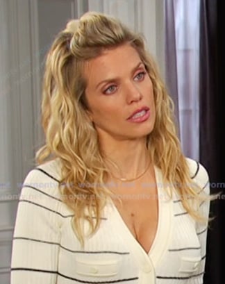 Cat’s white striped knit dress on Days of our Lives