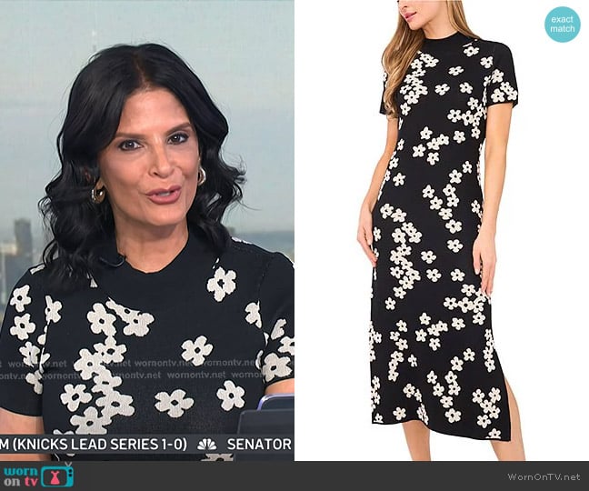 Cece Midi Floral Jaquard Knit Dress worn by Darlene Rodriguez on Today