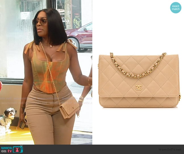 Chanel Caviar Quilted Wallet On Chain WOC Beige worn by Porsha Williams on The Real Housewives of Atlanta
