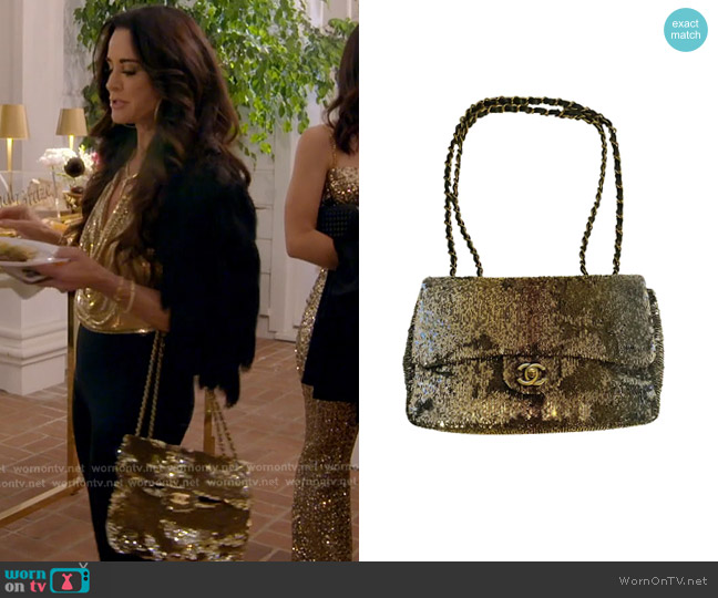 Chanel Sequin Flap Bag worn by Kyle Richards on The Real Housewives of Beverly Hills