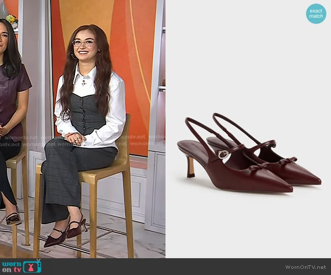 Anna Cathcart’s burgundy slingback pumps on Today
