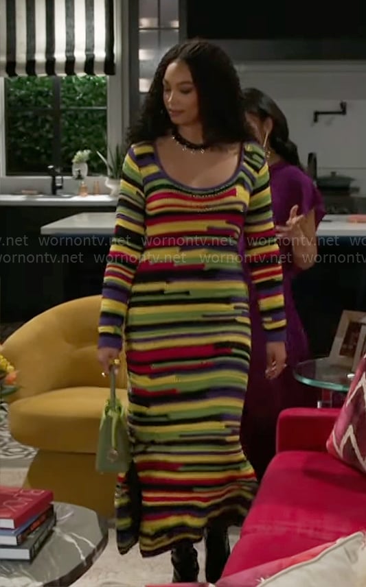 Chelsea’s striped maxi sweater dress on Beyond the Gates
