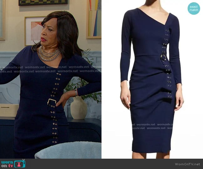 Chiara Boni La Petite Robe Cibeles Draped Sheath Dress worn by Paulina Price (Jackée Harry) on Days of our Lives