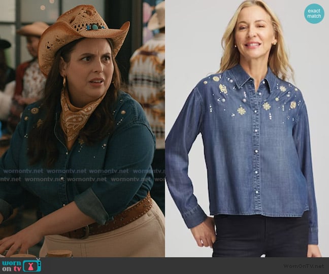 Rachel’s embellished denim shirt on Elsbeth