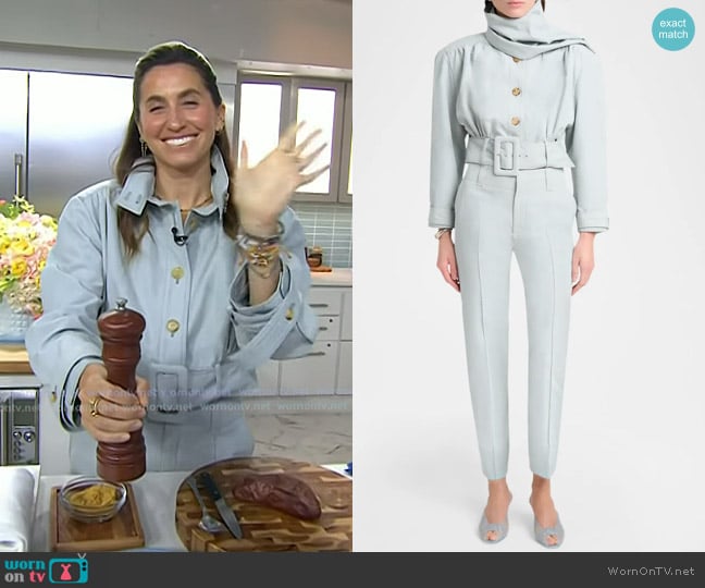 Chloe Belted Linen Crop Jacket in Storm grey worn by Sabrina Rudin on Today